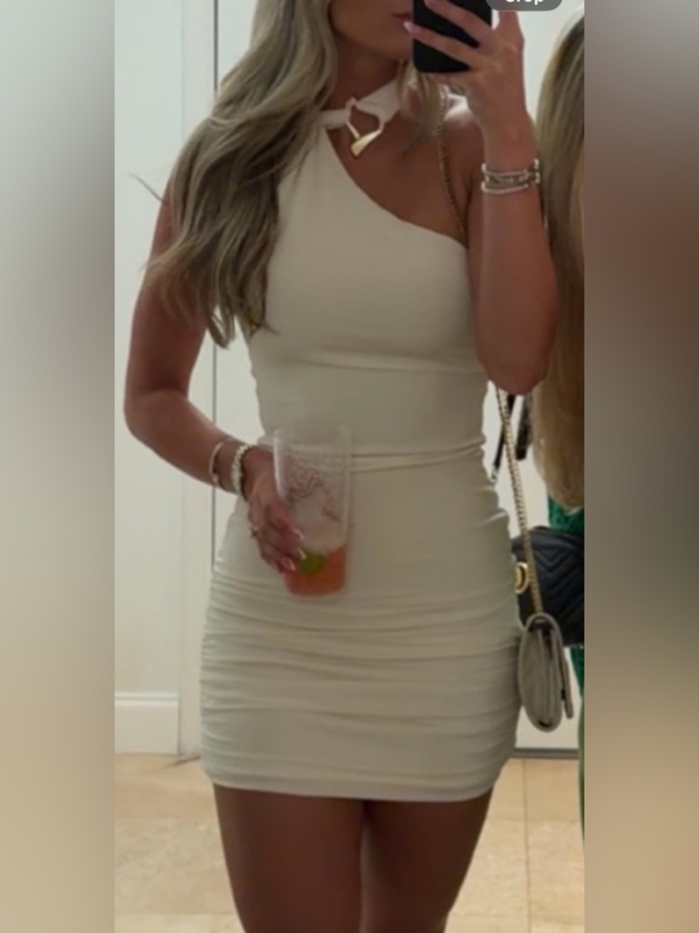 Meshki One-Shoulder Cream Bodycon Dress